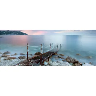 Glasbild 80x30cm Wandbild aus Glas Meer Ozean Steg Strand Küste