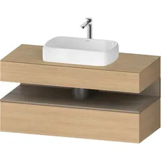 Duravit Qatego Konsolenwaschtischunterbau, 1 Auszug, 1 Schubkasten, Ausschnitt mittig, 1200x550x600mm, Nische Eiche Terra, QA4732035, Farbe: Eiche Natur/mit Nischenbeleuchtung