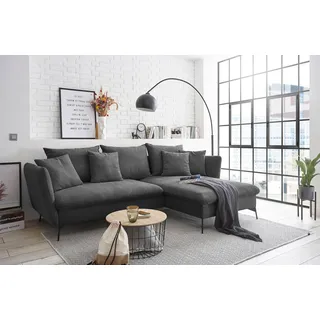 andas Ecksofa »LIVORNO,258 cm, L-Form,«, Schlaffunktion u. Bettkasten (139/224cm), Samt, Struktur, Webstoff, schwarz