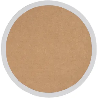 carpetfine Sisalteppich »Sisal« rund 5 mm Höhe mit farbiger Bordüre, Anti-Rutsch Rückseite, weiß
