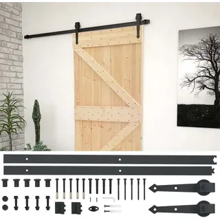 vidaXL Schiebetür mit Beschlag rechts 90 x 210 cm braun