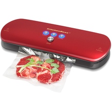 Kitchenboss -Verpackung bei Haushaltsgeschwindigkeit, Lebensmittel -Leere Maschine, leeres automatisches Dichtungssystem, mit Stiefelkit 5 Vakuumverpackte Taschen (rot)