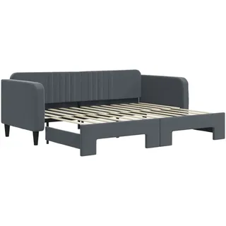 vidaXL Tagesbett Ausziehbar Dunkelgrau 90x200 cm Samt - Grau