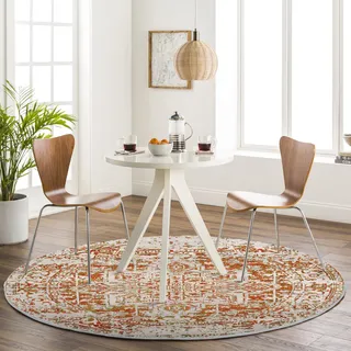 Livabliss Syracusa Vintage groß - Wohnzimmer 160cm, Esszimmer, Schlafzimmer, Orientalischer e Boho Style - Carpet Living Room, Bunter Muster, Orange, Beige und Rosa