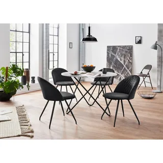 INOSIGN Essgruppe mit 4 Stühle( Weiß/Schwarz)