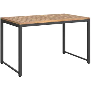 Ambia Garden Loungetisch , Naturfarben, Schwarz , Holz, Metall , Akazie , vollmassiv , rechteckig , 100x42x60 cm , Gartenmöbel, Gartentische