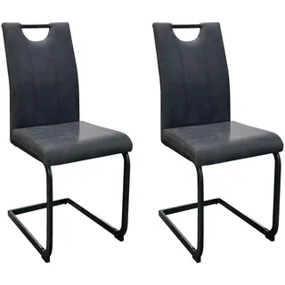 Mid.you Schwingstuhl-Set , Anthrazit, Schwarz , Metall, Textil , U-Form , 42x97x58 cm , mit Griff , Esszimmer, Stühle, Schwingstühle