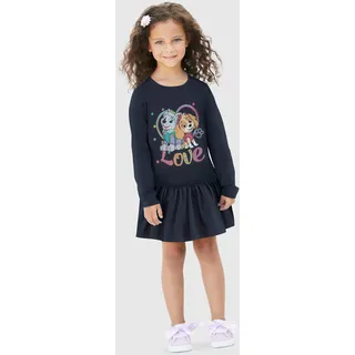 Jerseykleid PAW PATROL, Mädchen, Gr. 140/146, N-Gr, blau, Jersey, Obermaterial: 95% Baumwolle, 5% Elasthan, bedruckt, ausgestellt kniefrei, Rundhals, abgesteppte Kante, Kleider Jerseykleid, Druck mit EVEREST und SKYE