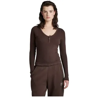 G-star Henley Ultra Slim Body Langarm-t-shirt - Coffee Bean - M