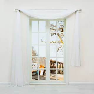 Yujiao Mao Uni Farbe Voile Freihandbogen Schals Querbehang Deko Gardinen Weiß BxL 140X400cm