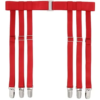 GARGALA Strumpfband-Gürtel für Damen, Einfachheit, sexy Strümpfe, Strumpfhalter für Strüpfe mit 6 Metallclips, Red 6-strap With Suspender Clips, Einheitsgröße