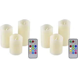LED Echtwachs Kerzen mit Farbwechsel RGB mit Fernbedienung 6er Set