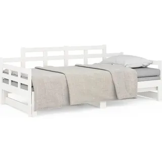 vidaXL Tagesbett Ausziehbar Weiß Massivholz Kiefer 2x(80x200) cm - Weiß