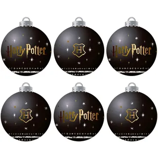 Harry Potter Hogwarts Weihnachtskugeln, Weihnachtsschmuck, 6 Stück, Weihnachtskugeln, Weihnachtsdekoration, Hogwarts | Schwarz