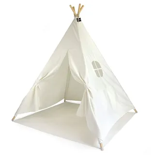 Hej Lønne Tipi Zelt für Kinder mit Bodenmatte 120 x 120 x 150 cm - Kinderzelt für Drinnen - Spielzelt Kinder Tipi mit Bodendecke und Fenster - inkl. Beutel und Anleitung