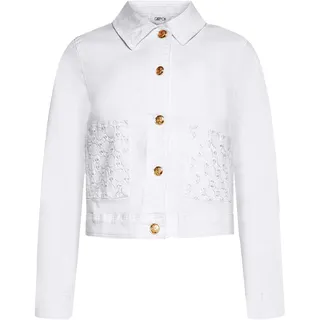 Jeansblazer CARTOON "Jeansjacke mit Lochmuster", Damen, Gr. 46, weiß, Obermaterial: 91% Baumwolle CO. 6% Elastomultiester ELE. 3% Elasthan EL., Blazer Jeansblazer