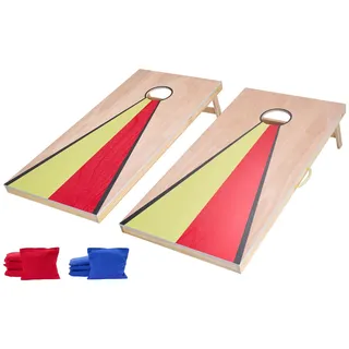 Vevor Cornhole Spiel Set (1255 x 600 x 302 mm) Cornhole-Spielbretter, tragbares Wurfbrett aus Massivholz, Cornhole-Spiel für Erwachsene, inkl. 8 Sitzsäcken & Griff, für Garten Hinterhof Camping