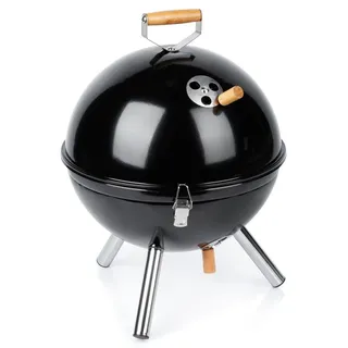 Vilde | Kugelgrill Holzkohle mit Deckel - 31x31x41 cm - Tragbarer Campinggrill - Schwarz
