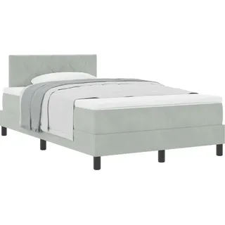 vidaXL Boxspringbett mit Matratze Hellgrau 120 x 190 cm Samt - Hellgrau