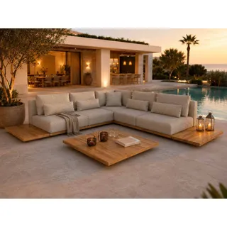 Suns Aspen Lounge-Set 6-tlg. 2x2-Sitzer Teak/Stoff