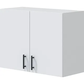 Hängeschrank 2 Türen Thyra, Wandregal, Multifunktionshilfe-Schrank, 80x34 h59 cm, Weiß - Weiß