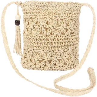 Moorle Strohtasche Damen, Strohtaschen Damen Boho Stil für Sommer | Stroh Umhängetasche mit Quaste, Stroh Handtasche Crossbody Tasche für Sommer Urlaub Strand Reisen
