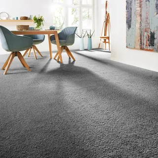 Andiamo Teppichboden »Softness, Velours, Made in Belgium« rechteckig 17 mm Höhe Uni Farben, Breite 400 cm, besonders weich, Wohnzimmer, Schlafzimmer, grau