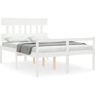 vidaXL Seniorenbett mit Kopfteil 140x200 cm Weiß Massivholz - Weiß