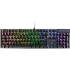 MARSGAMING MK422 Schwarz, Mechanische Gaming Tastatur RGB, Antighosting, Blauer Mechanischer Switch, US Sprache
