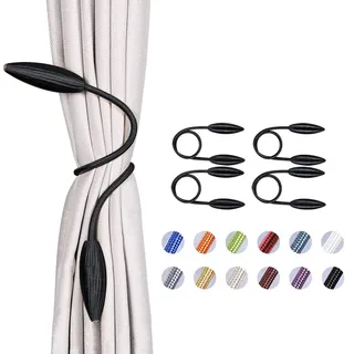 Pretty Jolly Raffhalter für Vorhänge, zum Selbstgestalten, kreativ, dekorativ, europäischer Stil, zufällige Modellierung, Vorhanghalter, für Zuhause und Büro, Schwarz, 4 Stück