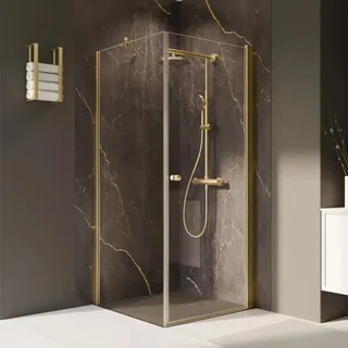 Breuer Drehtür Elana 2.0 für Seitenwand Klarglas 200 cm x 100 cm Gold Anschlag R