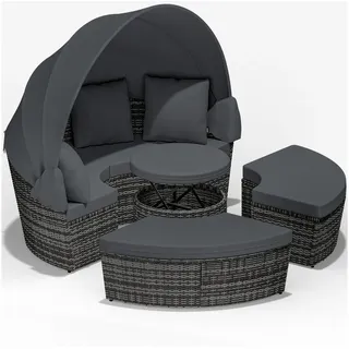 CASARIA Polyrattan Sonneninsel Grau 185cm