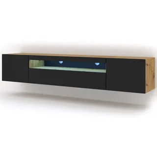 BIM Furniture Aura TV-Lowboard 200 cm Schwarz/Eiche Kunststoff/MDF