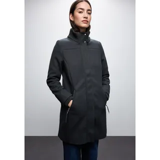 Wintermantel STREET ONE, Damen, Gr. 42, obsidian blau, Web, Obermaterial: 100% Polyester. Futter: 100% Polyester, unifarben, gerade ca. Mitte Oberschenkel, Rundhals, Mäntel Wintermantel, Stehkragen in Strickqualität, in Woll-Optik