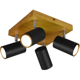 Trio Marley 4 GU10 Holz Metall schwarz matt (812400432)