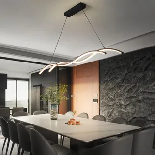 Bellastein Moderne LED pendelleuchte esszimmer dimmbar hängelampe esstisch schwarz, Wohnzimmer Küche Hängend Lampe Moderne Kreative Designer Kronleuchter Büro Leuchten Deckenleuchte (Schwarz, L150cm)