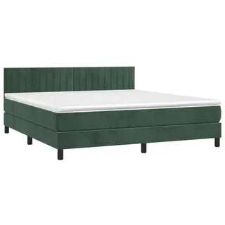 vidaXL Boxspringbett mit Matratze Dunkelgrün 180x200 cm Samt - Grün
