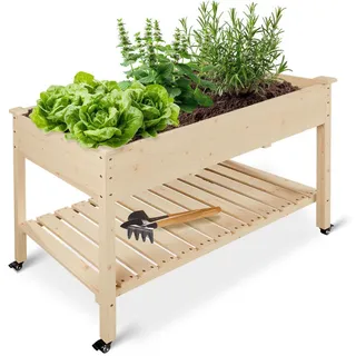 Juskys Hochbeet Freya mit Rädern 123 x 83 x 60 cm