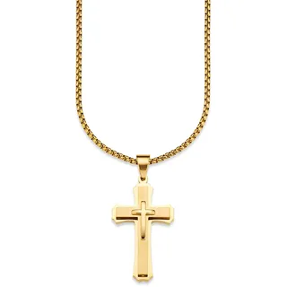 Bruno Banani Kette mit Anhänger Kreuz Venezianerkette Goldfarben