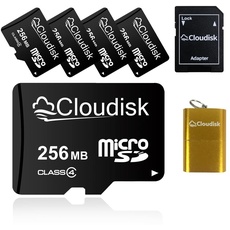 Cloudisk Micro SD-Karte mit Kleiner Kapazität, 5 Stück, 256MB (Nicht GB) mit MicroSD-Adapter, Kartenleser, Speicherkarte für kleine Daten, Dateien, Werbung oder Promotion (zu klein für alle Videos)