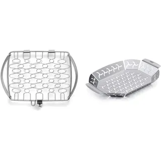 Weber Grillkorb 21.1 x 17.5 cm, Fisch- und Gemüsehalter & Medium Original Grill Basket, Edelstahl, Rechteckig, Silber