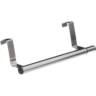 Relaxdays Handtuchstange ausziehbar, einarmig, ohne Bohren an Tür o. Schrank hängen, max. 40 cm breit, Edelstahl, Silber