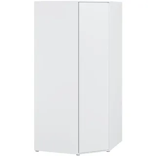 Forte LISSON Eckkleiderschrank 100, modern-minimalistischer Schrank, 1-türig, Einlegeböden, Kleiderstange, Holzwerkstoff, Weiß, 92,2 cm breit x 193,7 cm hoch x 92,2 cm tief