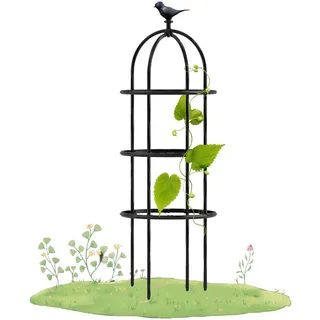 Obelisk Rankhilfe Metall Wetterfest Rankobelisk Gartenspalier 180x50cm 230x50cm 280x50cm 330x50cm für Bepflanzung, Garten Top-Vogeldesign (Color : Black, Size : H280x D50cm(9.2x1.6ft))
