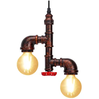 KAWELL Retro Industrielle Pendelleuchte Wasserrohr Konleuchter Vintage Hängelampe Art Deco Eisen E27 Base 60W Max für Loft Cafe Bar Restaurant Küche