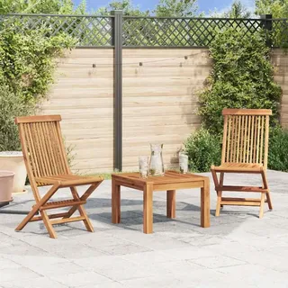 vidaXL Klappstühle, 2 Stück, für Garten und Außenbereich, Teakholz - Braun