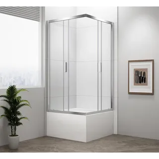 Polysan CARMEN Duschabtrennung Quadrat 800x800x1650mm, Klarglas - Silber, Transparent