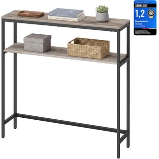 VASAGLE Konsolentisch 20 x 80 x 80 cm Greige meliert-tintenschwarz