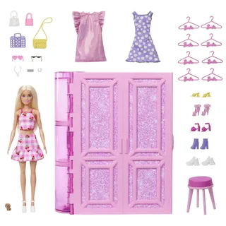 Barbie  Traumkleiderschrank Spielzeug, Spielset mit Modepuppe, Moden und Accessoires, knapp 1 m breit mit mehr als 25 Teilen, 3 Jahr(e), 1,85 kg - Rosa