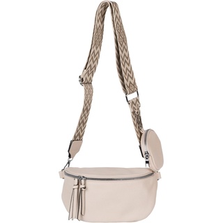 styleBREAKER Damen Halbmond Crossbody Schultertaschen Set 2-Teilig, Schultergurt mit Zick-Zack Rauten Muster 02012396, Farbe:Beige